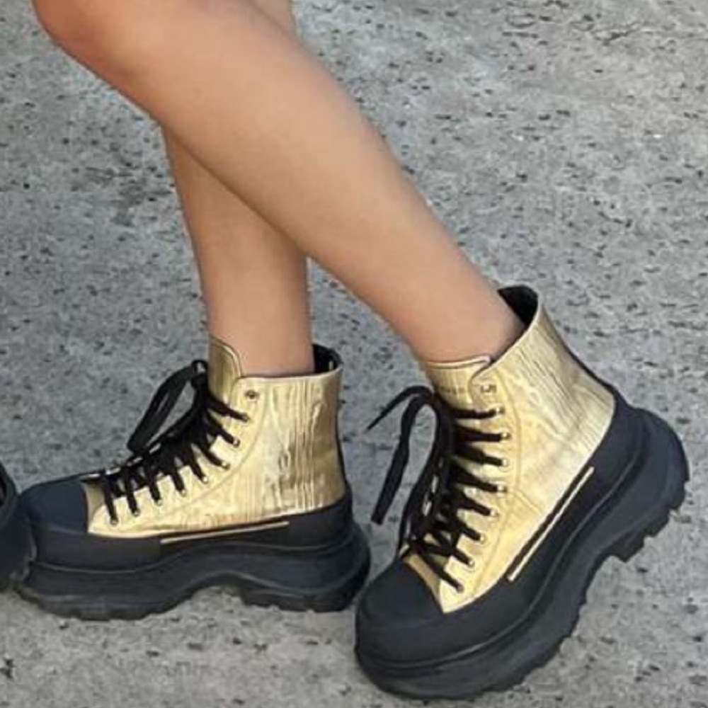 Black and gold classic Alexander McQueen boots